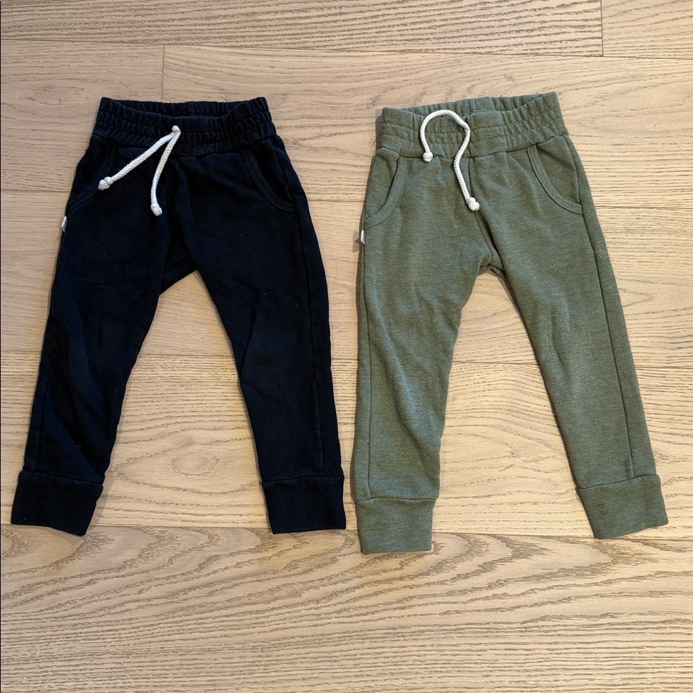 Kids Black and Green Jogger Pants Set